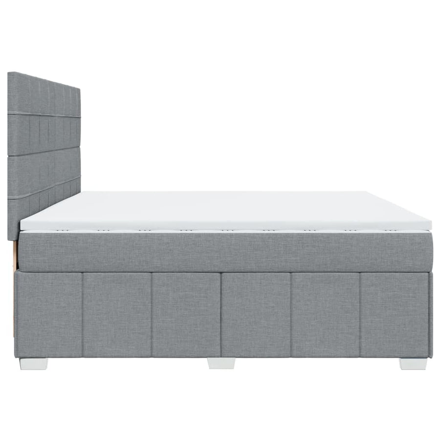 Boxspring met matras stof lichtgrijs 200x200 cm