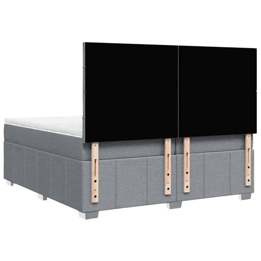 Boxspring met matras stof lichtgrijs 200x200 cm