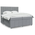 Box spring with mattress light gray fabric 200x200 cm