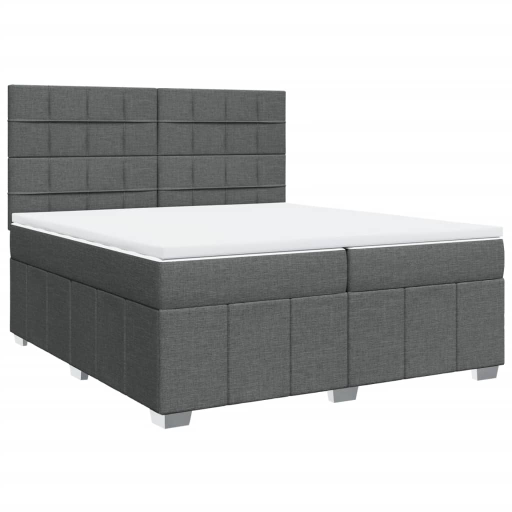 Boxspring met matras stof donkergrijs 200x200 cm