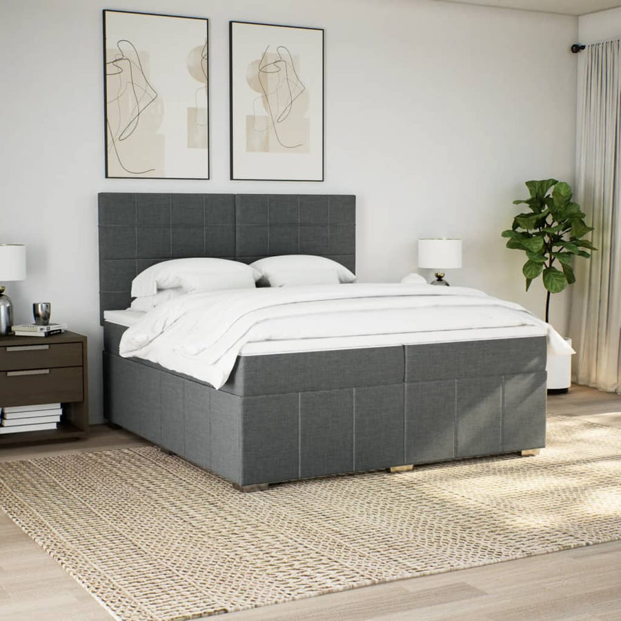 Boxspring met matras stof donkergrijs 200x200 cm