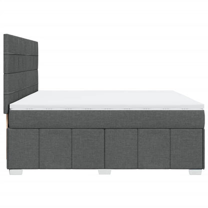 Boxspring met matras stof donkergrijs 200x200 cm