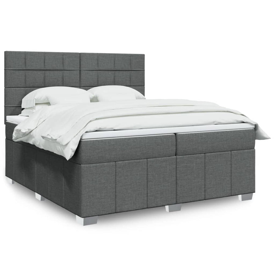 Boxspring met matras stof donkergrijs 200x200 cm