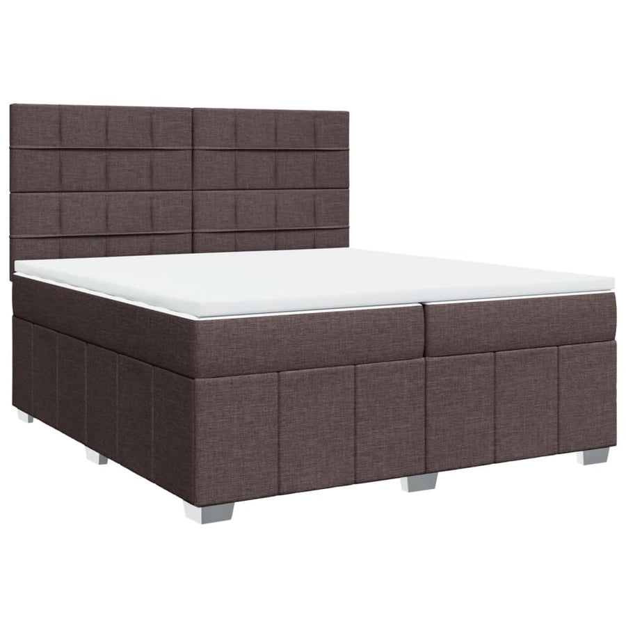 Boxspring met matras stof donkerbruin 200x200 cm