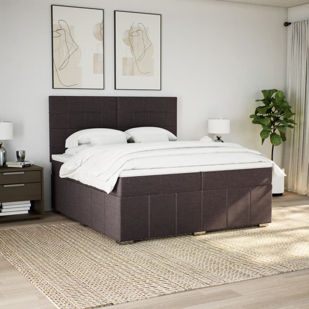 Boxspring met matras stof donkerbruin 200x200 cm