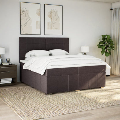 Boxspring met matras stof donkerbruin 200x200 cm