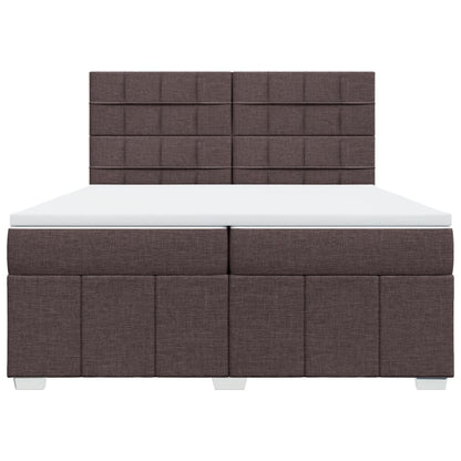Boxspring met matras stof donkerbruin 200x200 cm