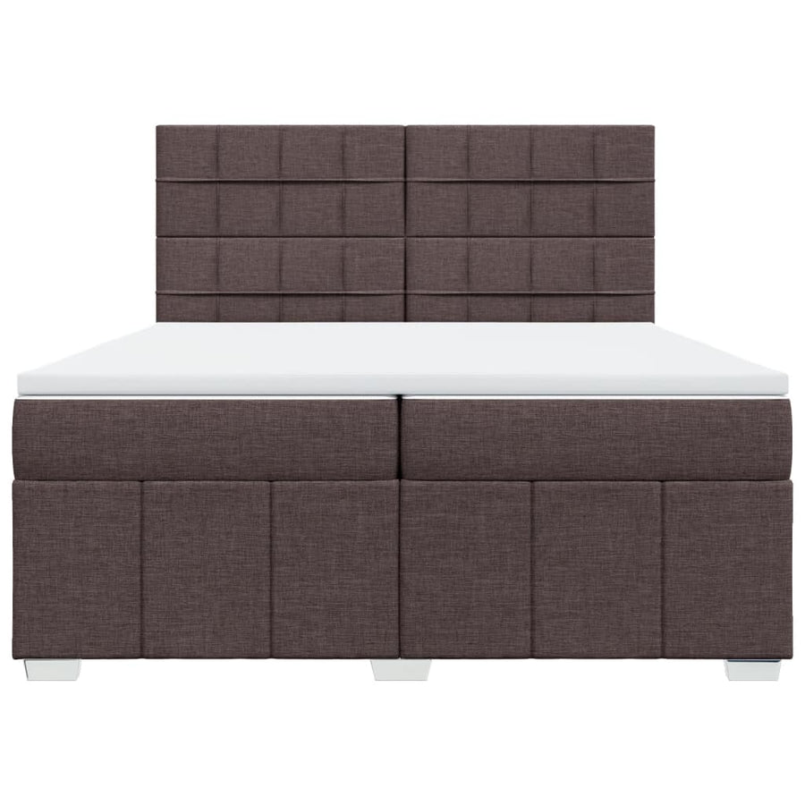 Boxspring met matras stof donkerbruin 200x200 cm