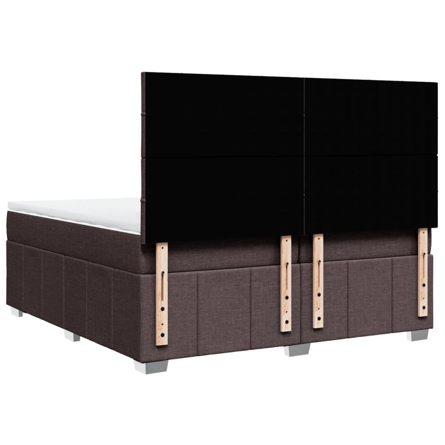 Boxspring met matras stof donkerbruin 200x200 cm