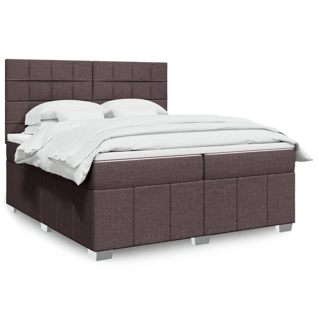 Boxspring met matras stof donkerbruin 200x200 cm