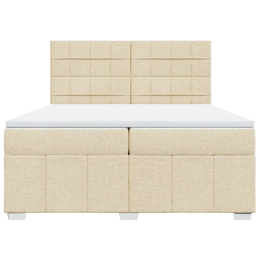 Boxspring met matras stof crèmekleurig 200x200 cm