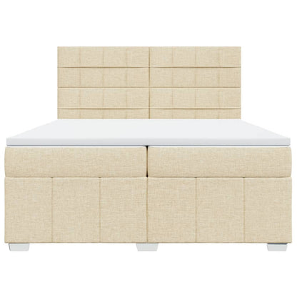 Boxspring met matras stof crèmekleurig 200x200 cm