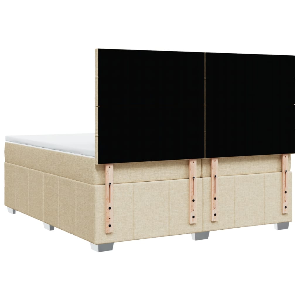 Boxspring met matras stof crèmekleurig 200x200 cm