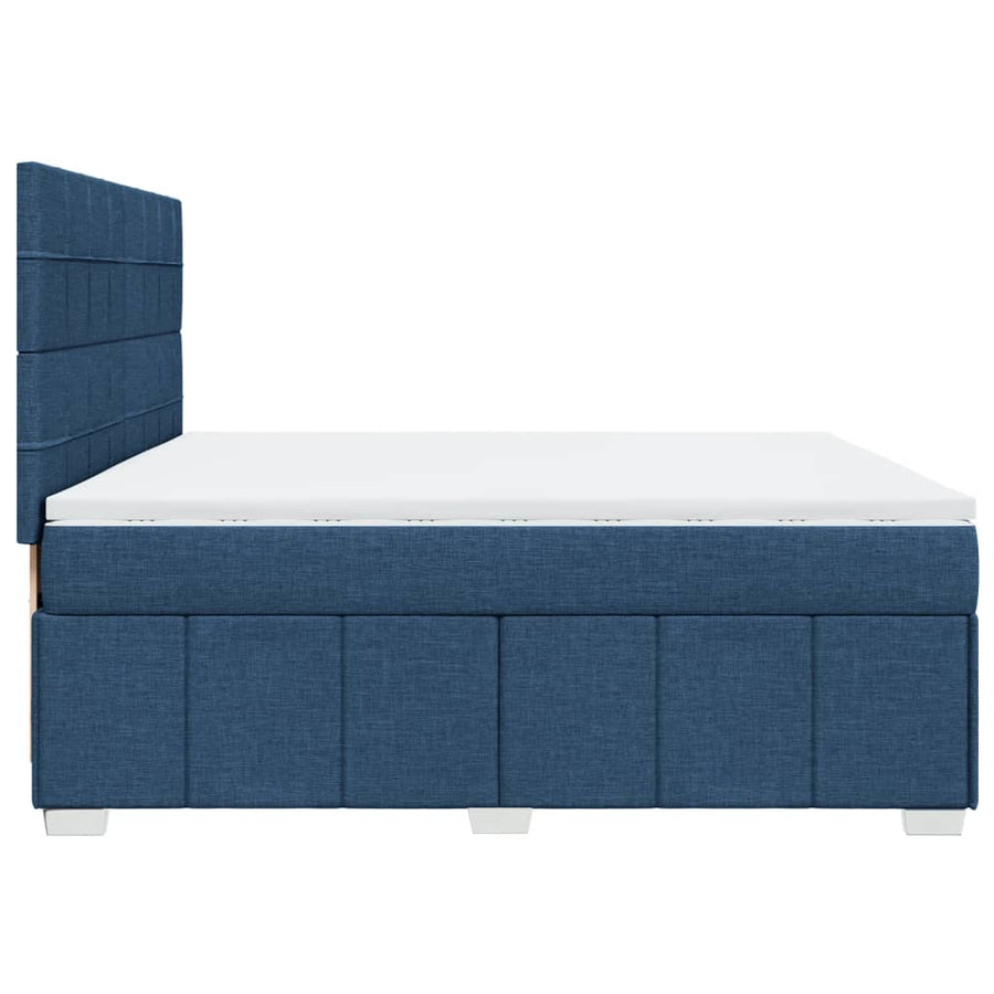 Boxspring met matras stof blauw 200x200 cm