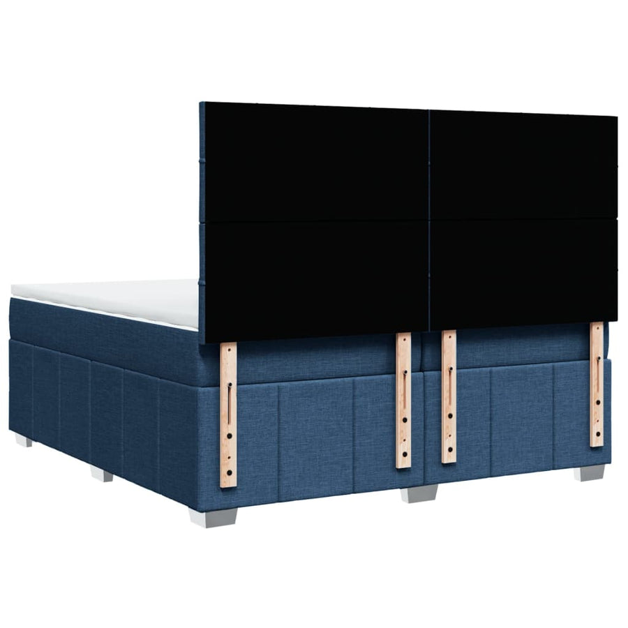 Boxspring met matras stof blauw 200x200 cm
