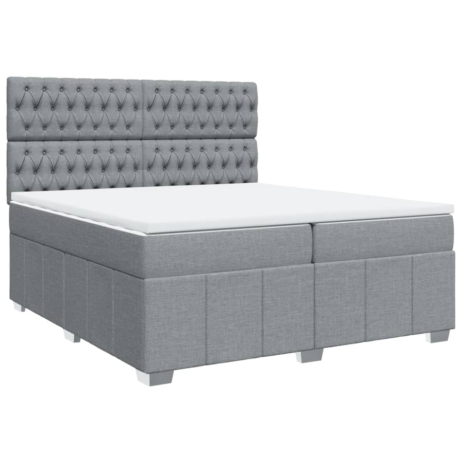 Boxspring met matras stof lichtgrijs 200x200 cm