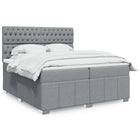 Box spring with mattress light gray fabric 200x200 cm