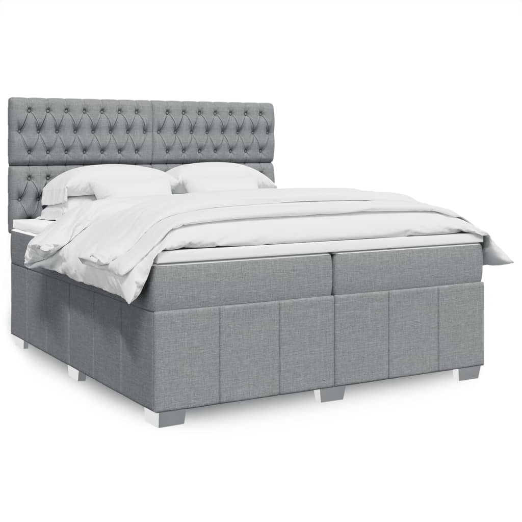 Boxspring met matras stof lichtgrijs 200x200 cm