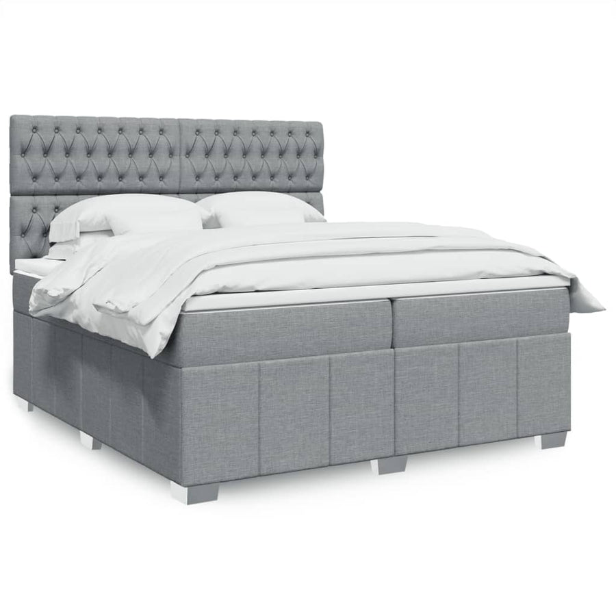 Boxspring met matras stof lichtgrijs 200x200 cm