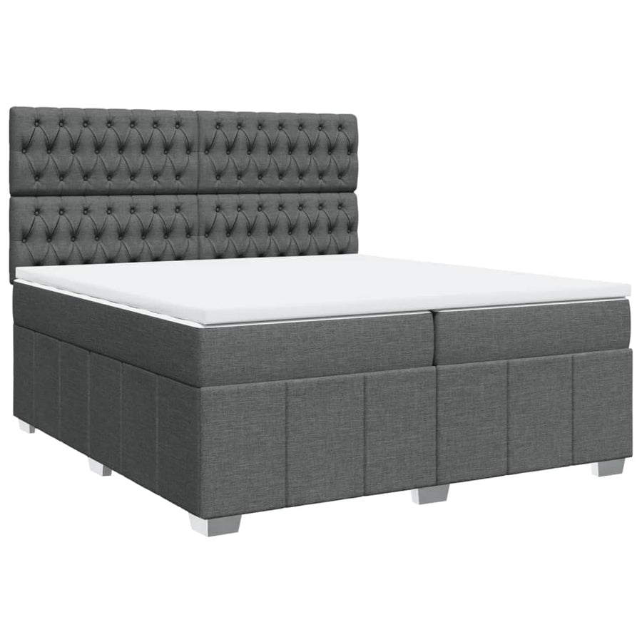 Boxspring met matras stof donkergrijs 200x200 cm