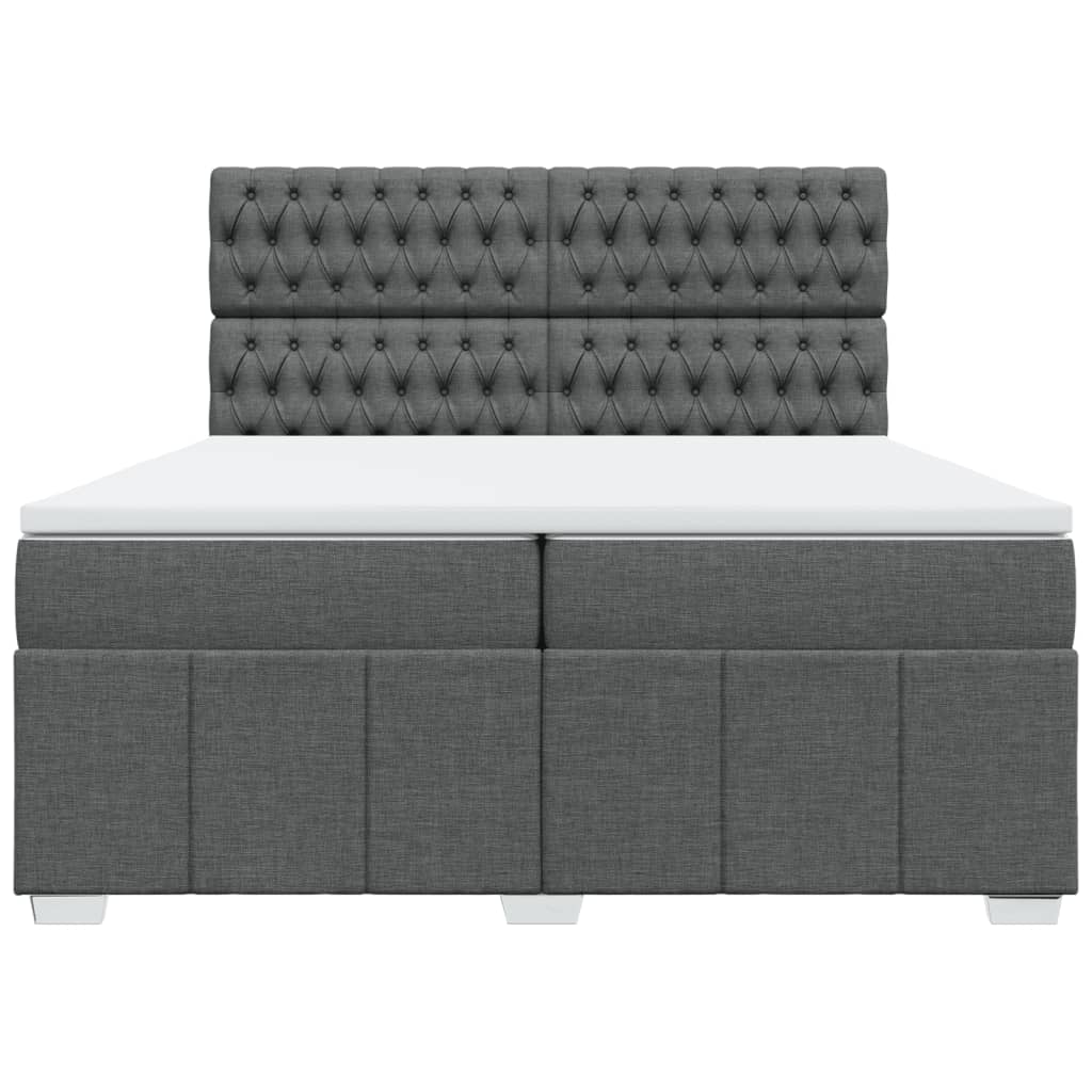 Boxspring met matras stof donkergrijs 200x200 cm