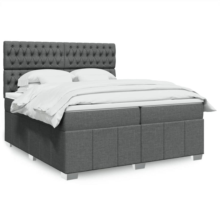 Boxspring met matras stof donkergrijs 200x200 cm