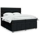 Box spring bed with mattress fabric black 200x200 cm