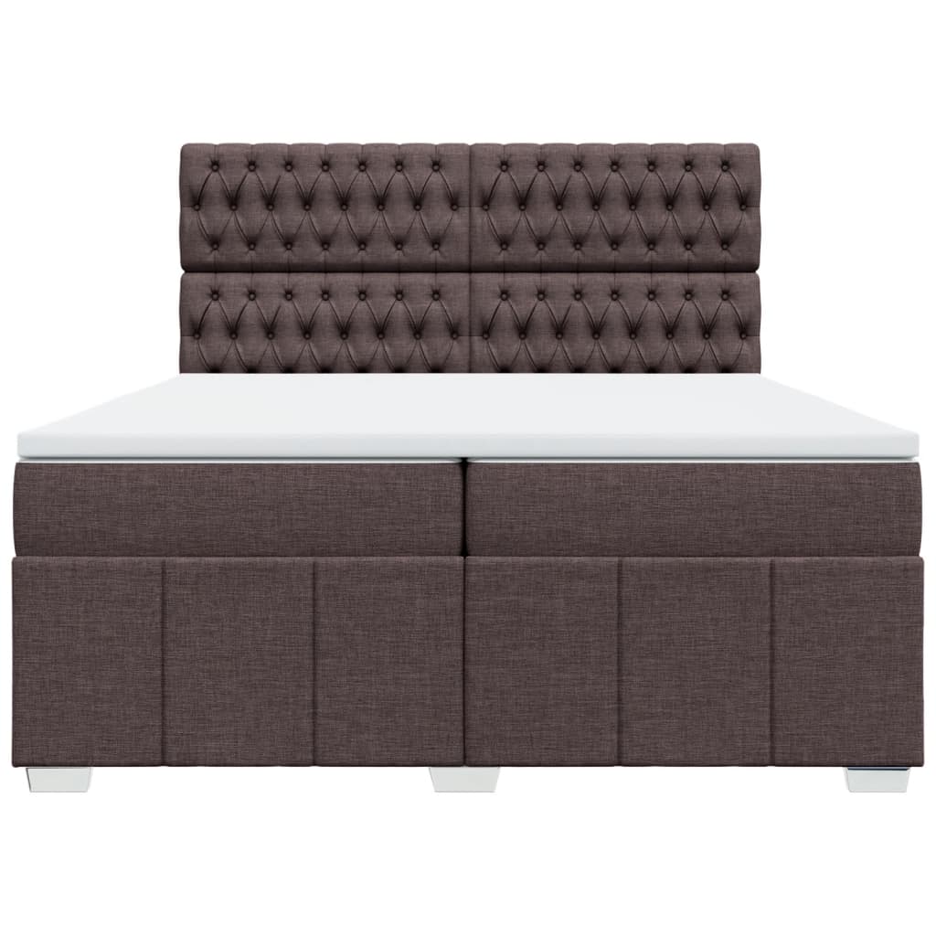 Boxspring met matras stof donkerbruin 200x200 cm