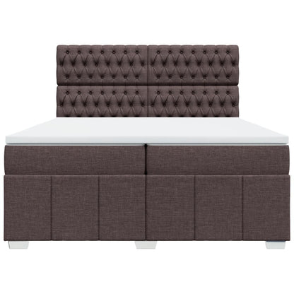 Boxspring met matras stof donkerbruin 200x200 cm