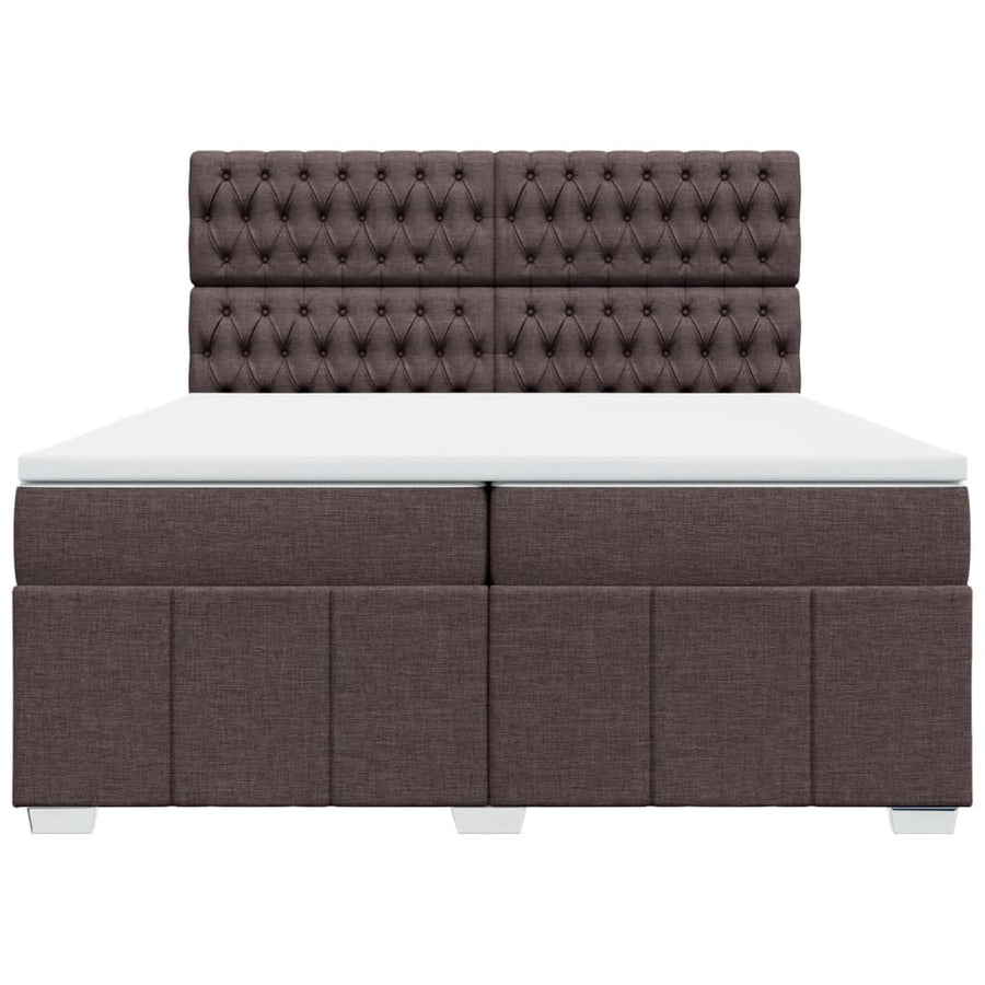 Boxspring met matras stof donkerbruin 200x200 cm