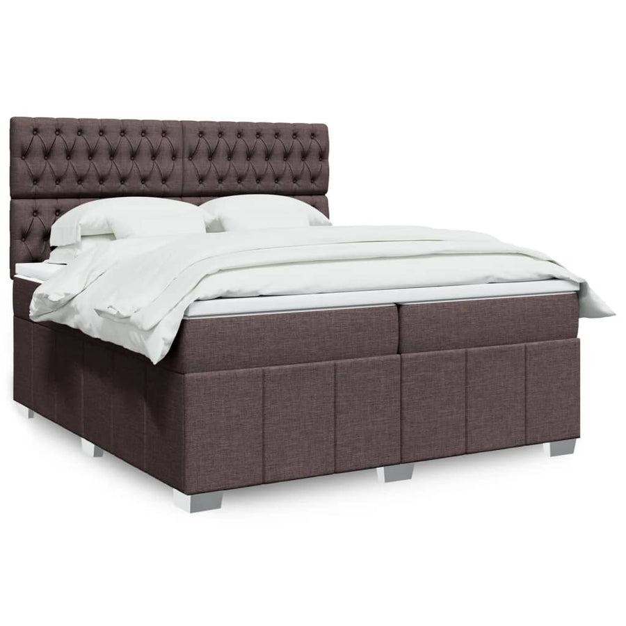 Boxspring met matras stof donkerbruin 200x200 cm