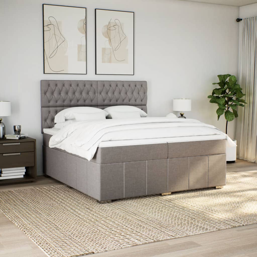 Boxspring met matras stof taupe 200x200 cm