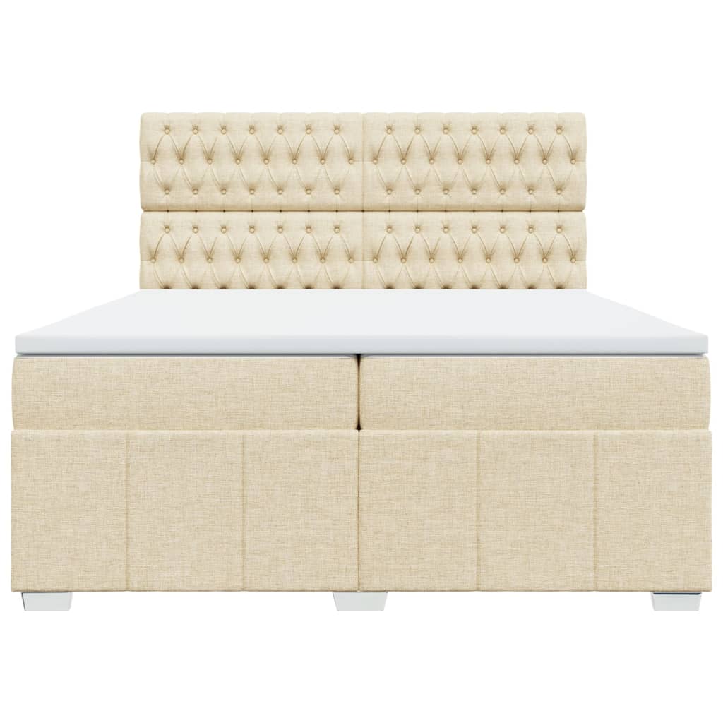 Boxspring met matras stof crèmekleurig 200x200 cm