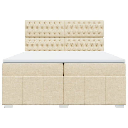 Boxspring met matras stof crèmekleurig 200x200 cm
