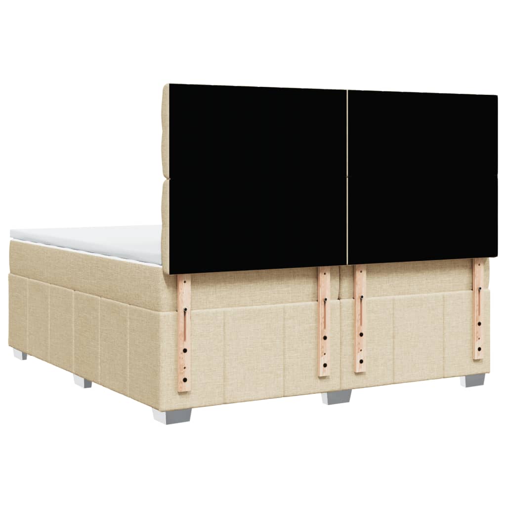 Boxspring met matras stof crèmekleurig 200x200 cm