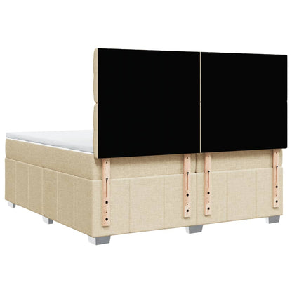 Boxspring met matras stof crèmekleurig 200x200 cm