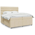 Box spring with fabric mattress cream-coloured 200x200 cm