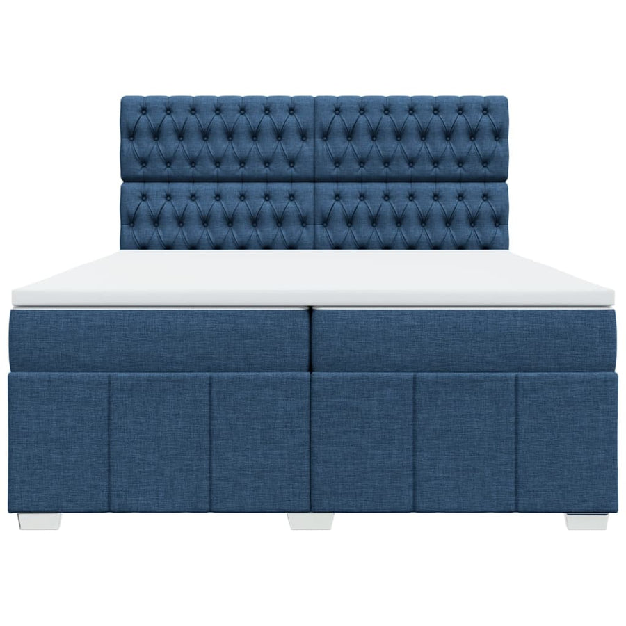 Boxspring met matras stof blauw 200x200 cm