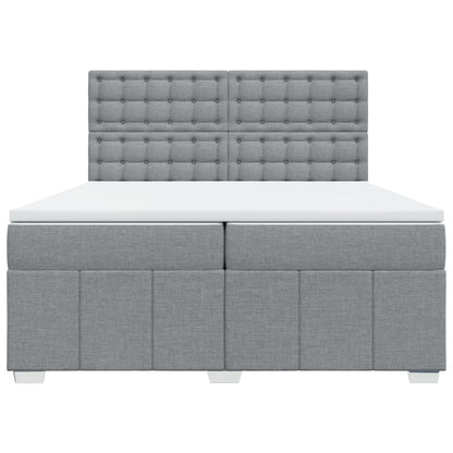 Boxspring met matras stof lichtgrijs 200x200 cm