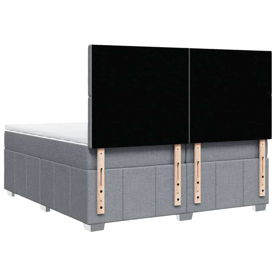 Boxspring met matras stof lichtgrijs 200x200 cm