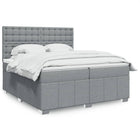 Box spring with mattress light gray fabric 200x200 cm