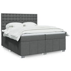 Box spring with dark gray fabric mattress 200x200 cm