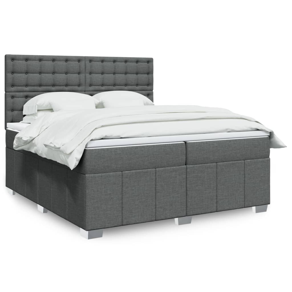 Boxspring met matras stof donkergrijs 200x200 cm