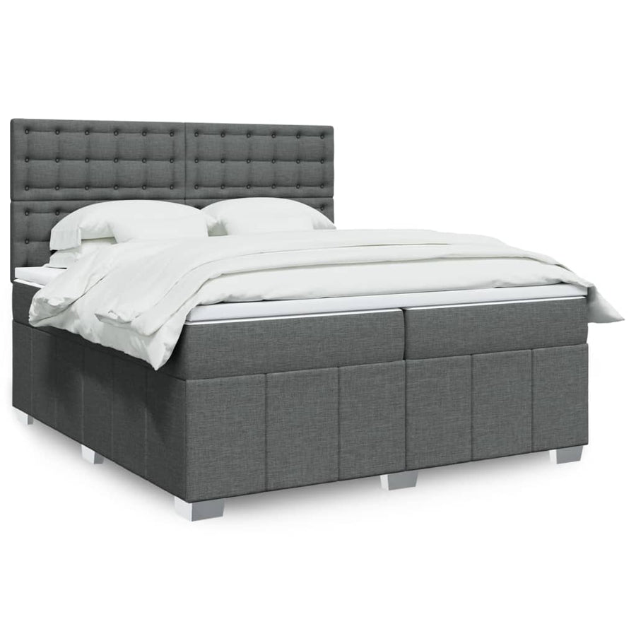 Boxspring met matras stof donkergrijs 200x200 cm