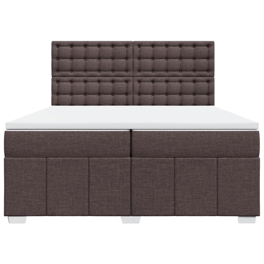 Boxspring met matras stof donkerbruin 200x200 cm