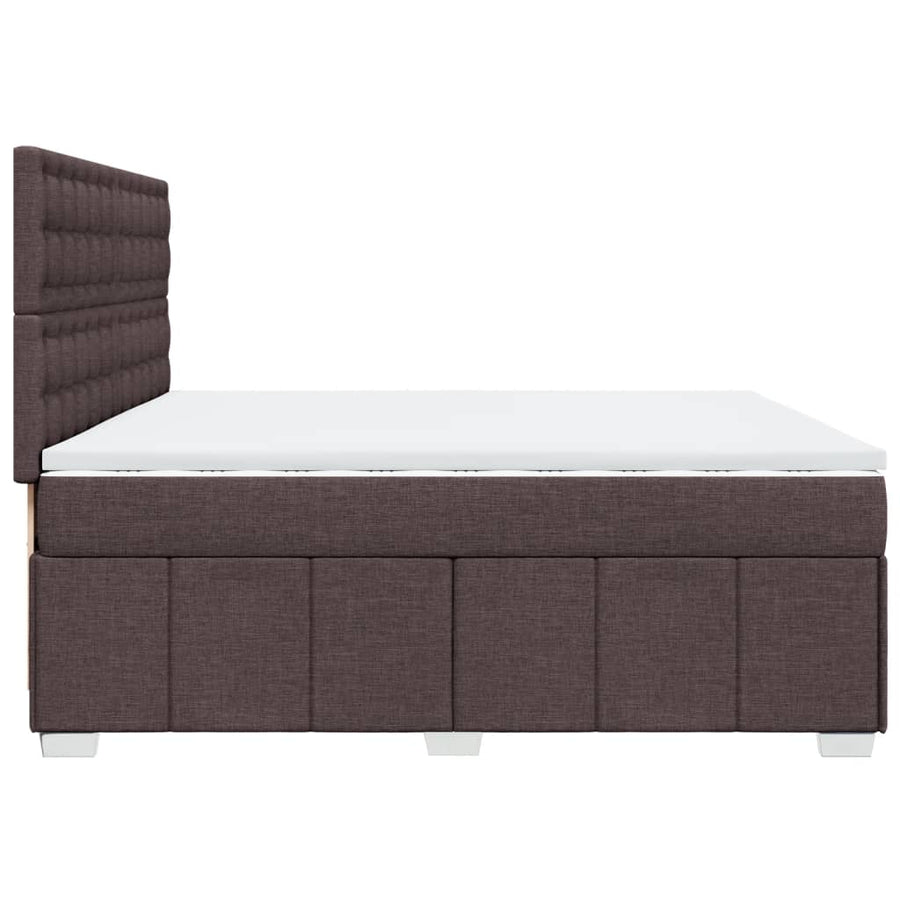 Boxspring met matras stof donkerbruin 200x200 cm