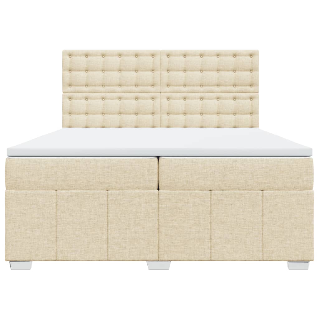 Boxspring met matras stof crèmekleurig 200x200 cm