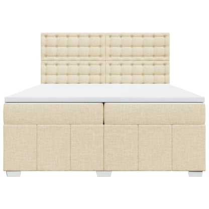 Boxspring met matras stof crèmekleurig 200x200 cm