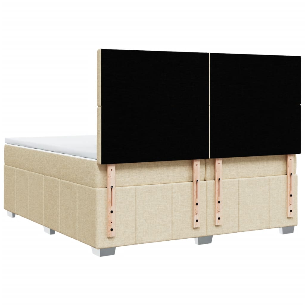 Boxspring met matras stof crèmekleurig 200x200 cm