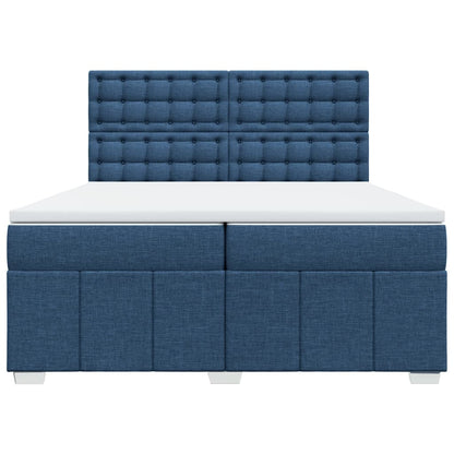 Boxspring met matras stof blauw 200x200 cm